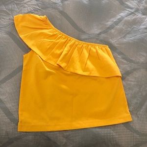J.Crew One Shoulder Cotton Ruffle Top XS Marigold